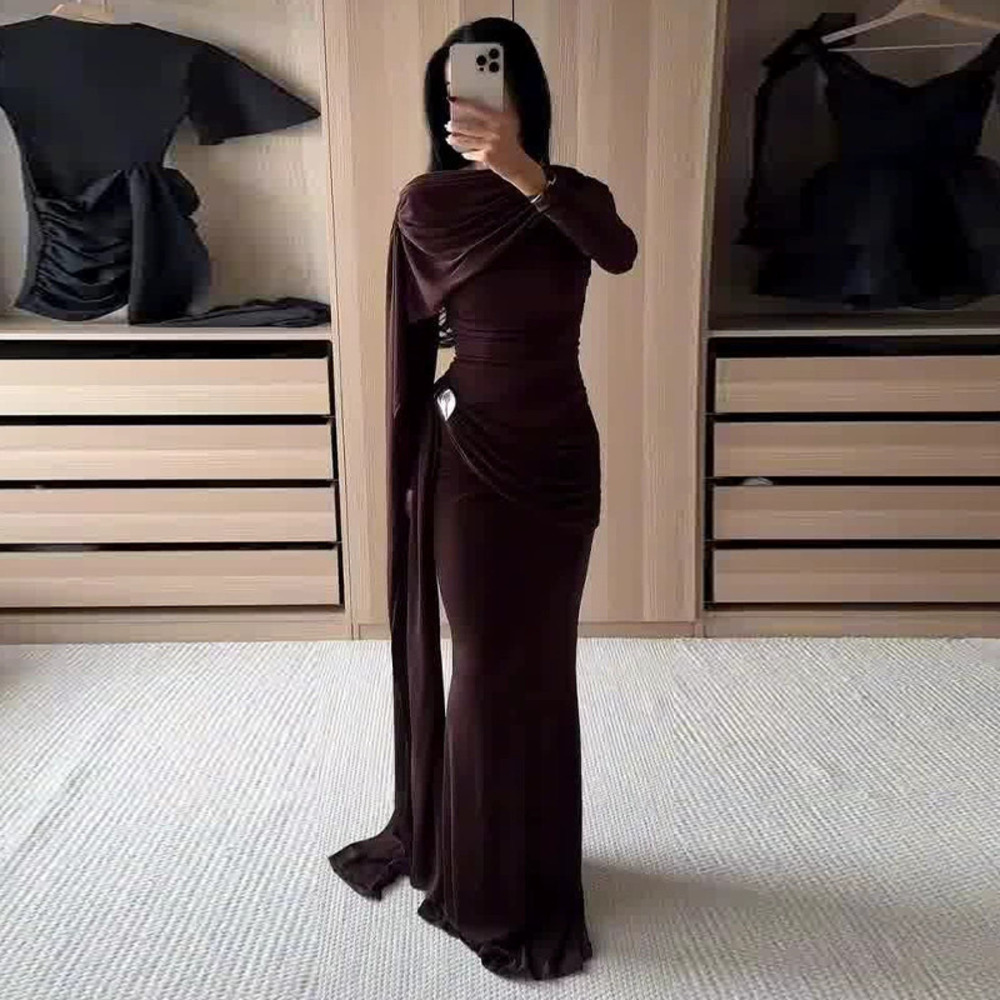 Forever 21 Asymmetric Long-Sleeve Ruched Waist Bodycon Dress